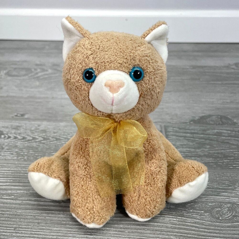 Vintage Carlton Cards Kitty Cat Plush 6" Sitting Kitten Stuffed Animal Toy w Bow